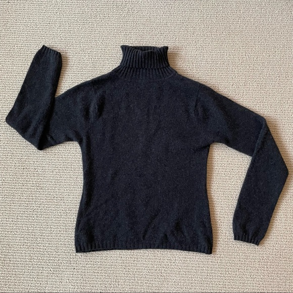 100% Cashmere Turtleneck Sweater In Charcoal Grey Size Large - Picture 7 of 7
